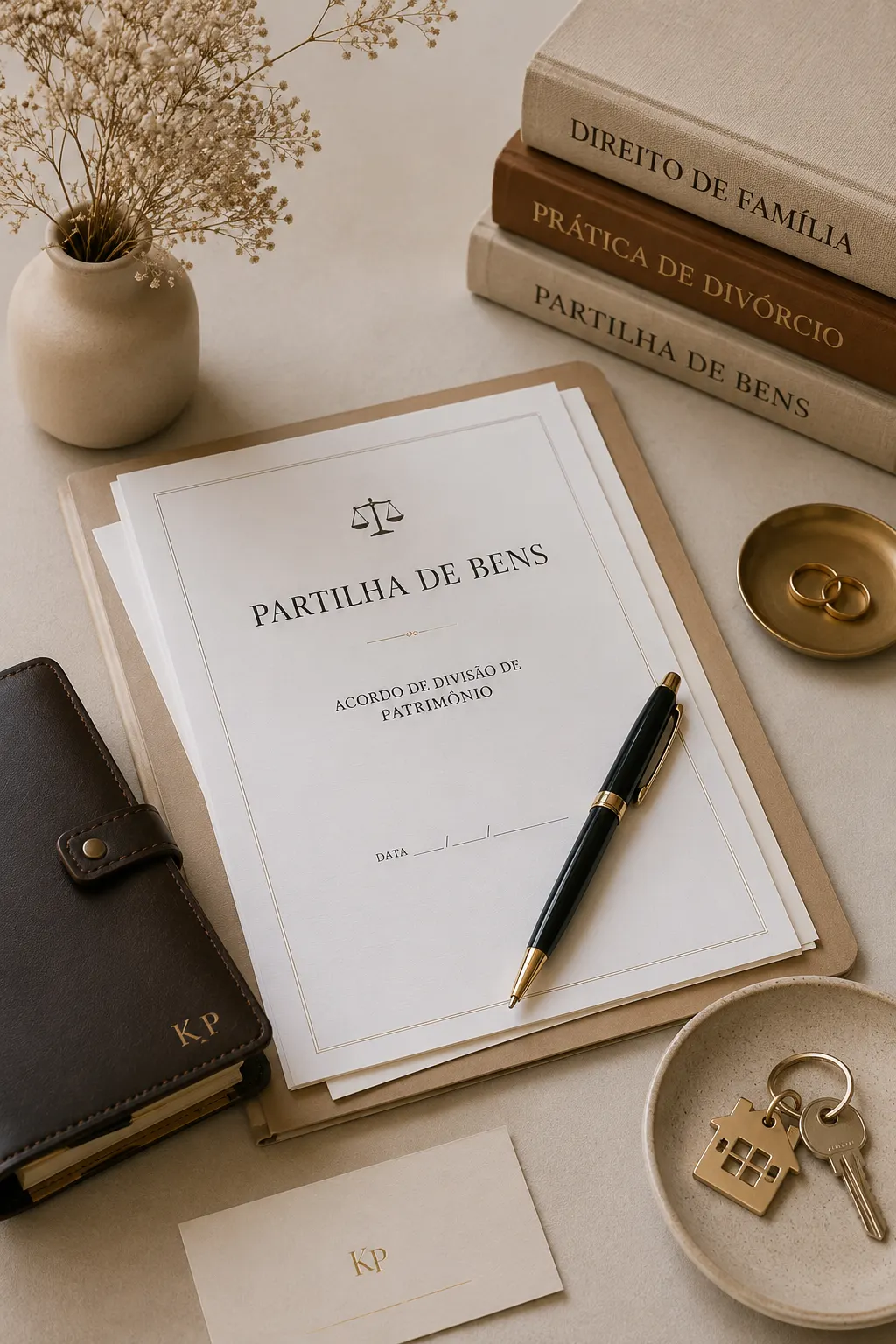 Aliança sobre documentos, simbolizando o fim de um casamento