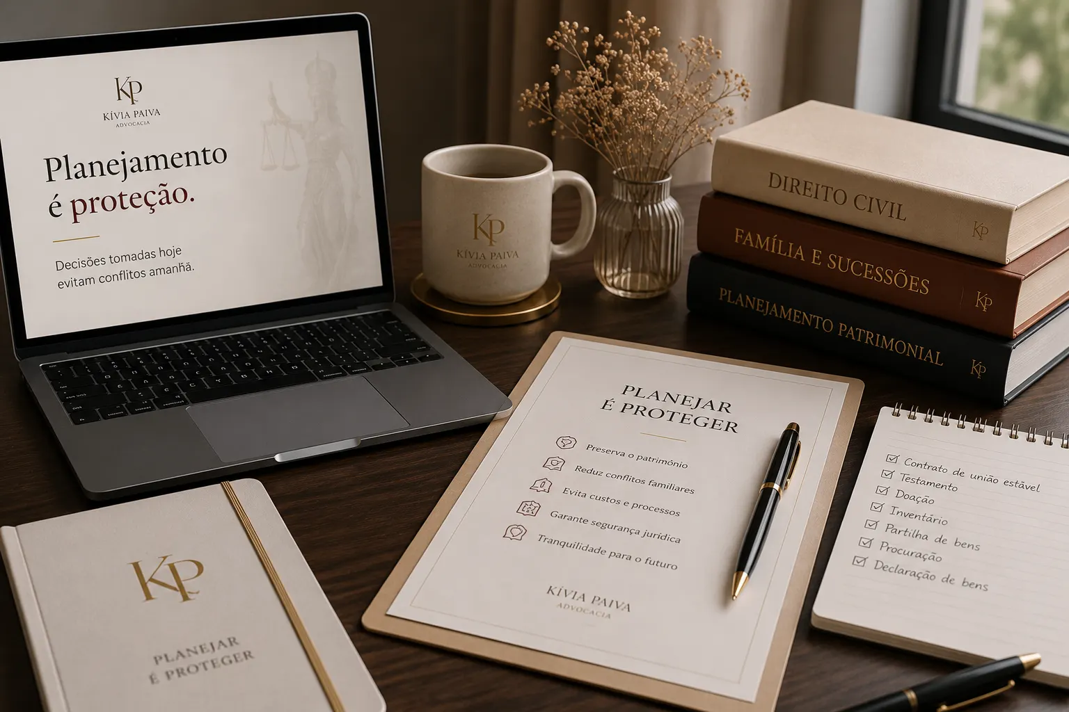 Mãos sobre documentos de planejamento patrimonial em uma mesa